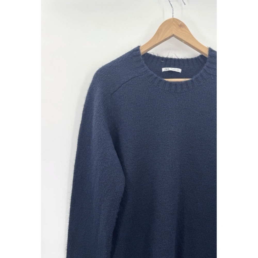 Zara Mens Large Sweater Pullover Wool Crew Neck Fisherman Old Money Heritage